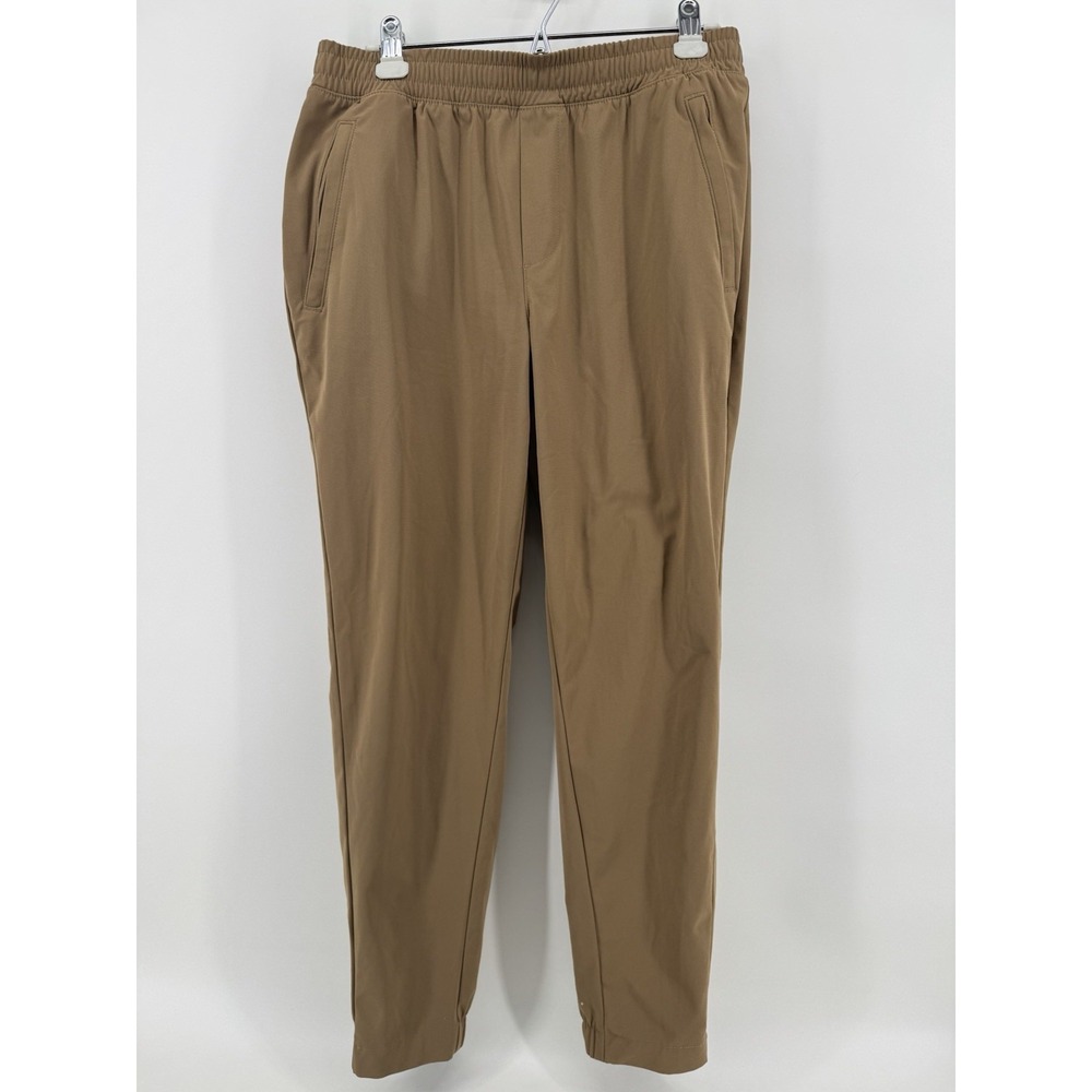FLX Men's Medium Tan Woven Joggers Elastic Waist Zip Pocket Athletic